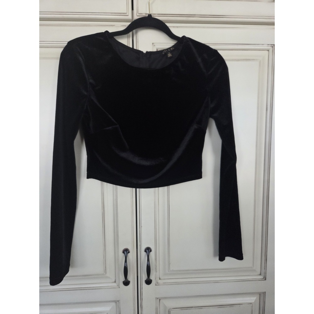 City Vibe From La With Love Velvet Crop Top Women Juniors S Skater Goth Boho 3